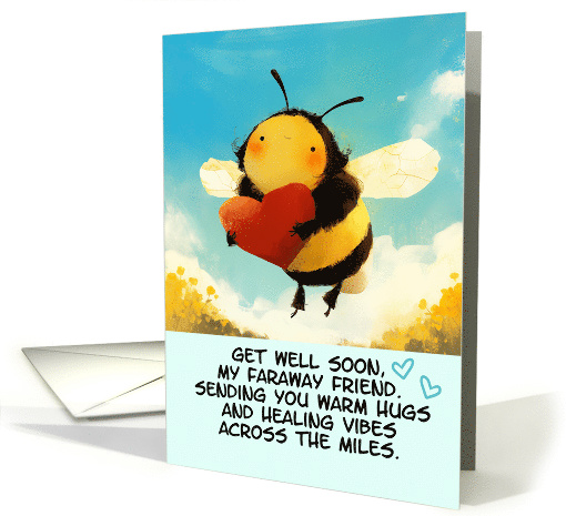 Across the Miles Get Well Feel Better Kawaii Bumblebee with Heart card