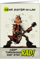Sister in Law Thinking of You Punk Rock Dude with Guitar card