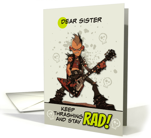 Sister Thinking of You Punk Rock Dude with Guitar card (1865788)