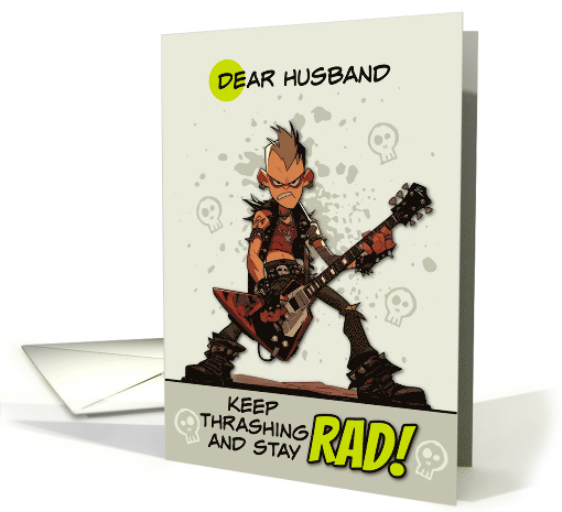 Husband Thinking of You Punk Rock Dude with Guitar card (1865806)