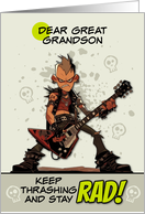 Great Grandson Thinking of You Punk Rock Dude with Guitar card