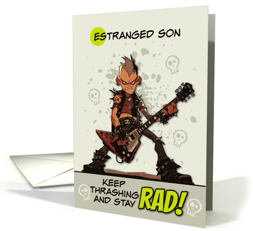 Estranged Son Thinking of You Punk Rock Dude with Guitar card