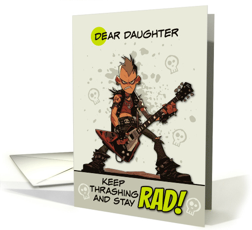 Daughter Thinking of You Punk Rock Dude with Guitar card (1865884)