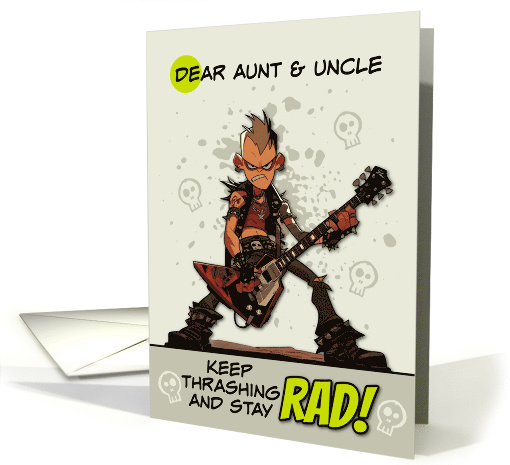Aunt and Uncle Thinking of You Punk Rock Dude with Guitar card