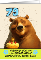 79 Years Old Happy Birthday Bear with Birthday Cake card