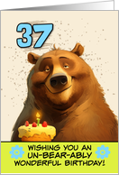 37 Years Old Happy Birthday Bear with Birthday Cake card