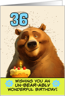 36 Years Old Happy Birthday Bear with Birthday Cake card