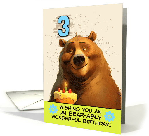 3 Years Old Happy Birthday Bear with Birthday Cake card (1867196)