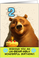 2 Years Old Happy Birthday Bear with Birthday Cake card