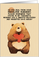 Shoulder Surgery Get Well Feel Better Kawaii Bear with Heart card