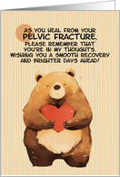 Pelvic Fracture Get Well Feel Better Kawaii Bear with Heart card