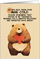 Man Cold Get Well Feel Better Kawaii Bear with Heart card