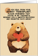 Kidney Transplant Get Well Feel Better Kawaii Bear with Heart card
