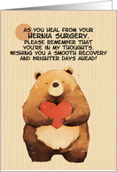 Hernia Surgery Get Well Feel Better Kawaii Bear with Heart card