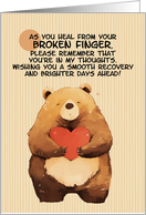 Broken Finger Get Well Feel Better Bear with Heart card