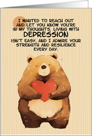 Depression Get Well Feel Better Kawaii Bear with Heart card