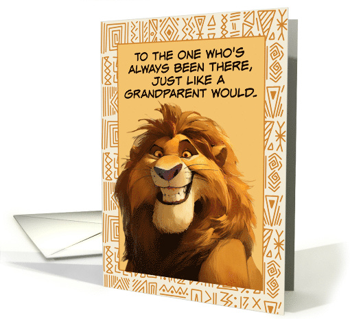 Like a Grandparent to Me Smiling Cartoon Lion card (1867470)