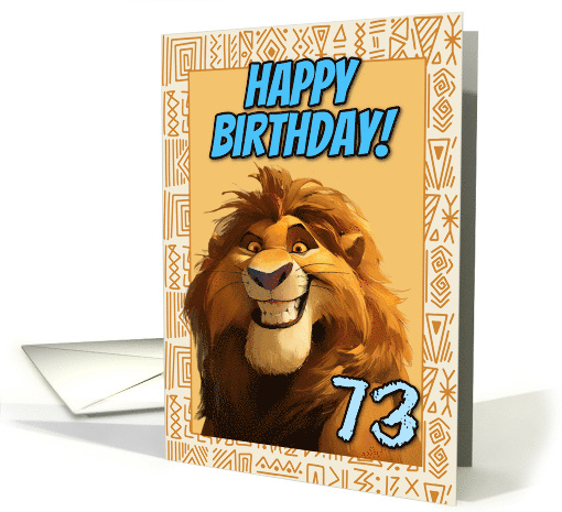 73 Years Old Happy Birthday Smiling Cartoon Lion card (1867788)