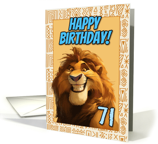 71 Years Old Happy Birthday Smiling Cartoon Lion card (1867792)