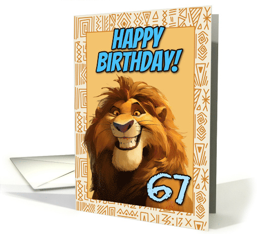 67 Years Old Happy Birthday Smiling Cartoon Lion card (1867800)