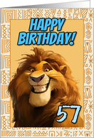 57 Years Old Happy Birthday Smiling Cartoon Lion card