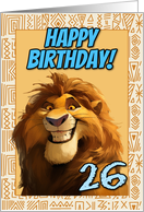 26 Years Old Happy Birthday Smiling Cartoon Lion card