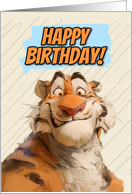 Happy Birthday Goofy Cartoon Tiger card