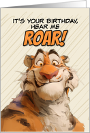 Happy Birthday Goofy Cartoon Tiger Roar card
