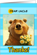 Uncle Thanks Cute Brown Bear with Daisies card