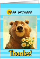 Sponsee Thanks Cute Brown Bear with Daisies card
