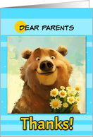Parents Thanks Cute Brown Bear with Daisies card