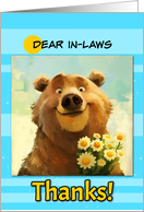In Laws Thanks Cute Brown Bear with Daisies card