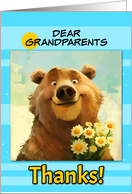 Grandparents Thanks Cute Brown Bear with Daisies card