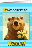 Godfather Thanks Cute Brown Bear with Daisies card