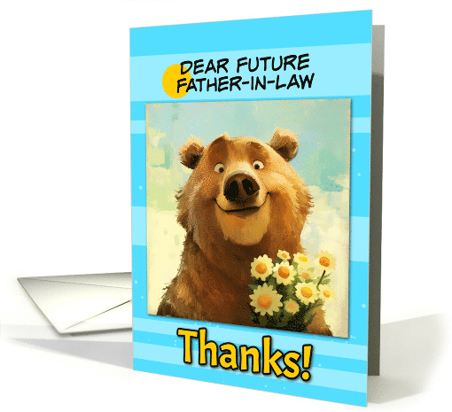 Future Father in Law Thanks Cute Brown Bear with Daisies card