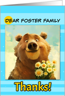 Foster Family Thanks Cute Brown Bear with Daisies card