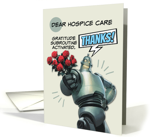 Hospice Care Thank You Robot with Bouquet of Roses card (1868964)