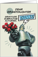 Granddaughter Thank You Robot with Bouquet of Roses card
