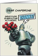 Chaperone Thank You Robot with Bouquet of Roses card