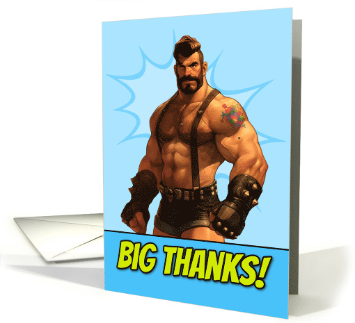 Thank You LGBTQIA Muscle Hunk in Leather Shorts card (1869236)