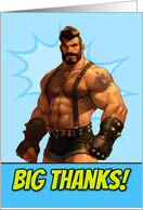 Thank You LGBTQIA Muscle Hunk in Leather Shorts card