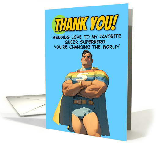 Thank You LGBTQIA Cartoon Rainbow Superhero card (1869250)