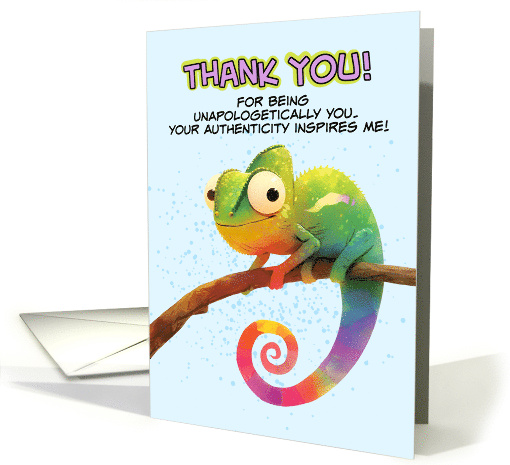Thank You LGBTQIA Cartoon Rainbow Colored Chameleon card (1869252)
