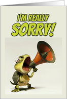 Sorry Cartoon Tortoise Shouting in Megaphone card