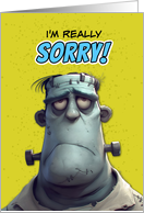 Sorry Cartoon Sad Monster card