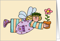 Get Well Feel Better Little Sprite Angel with Flower in Pot card