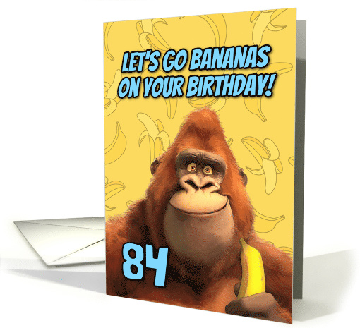 84 Years Old Happy Birthday Cartoon Gorilla with Banana card (1870208)