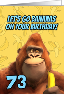 73 Years Old Happy Birthday Cartoon Gorilla with Banana card