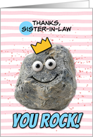Sister in Law Thank You Rock Wearing a Crown card