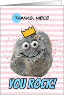 Niece Thank You Rock Wearing a Crown card